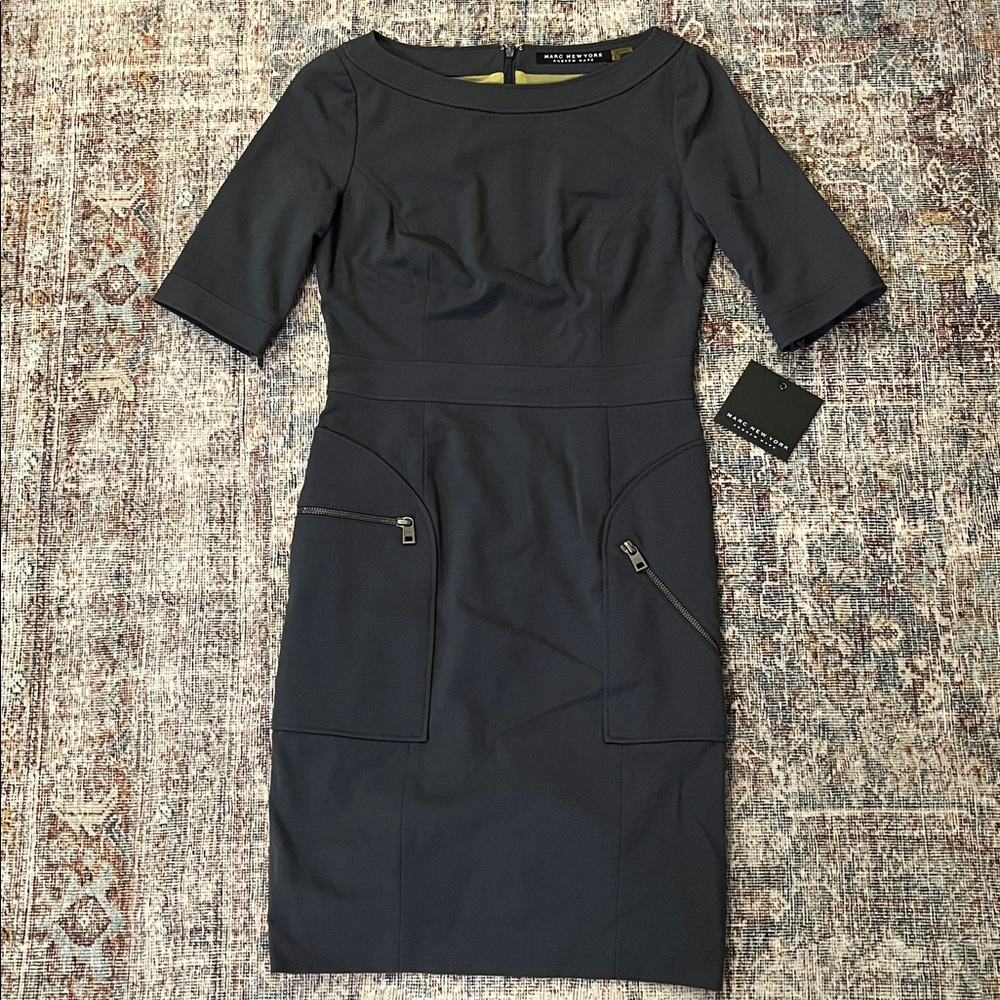 Andrew Marc Mid-Mod Dark Grey Sheath Dress (size 0)